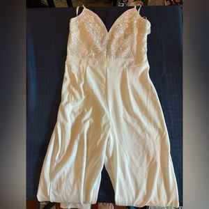 White bridal beaded top jumpsuit. Size XL
